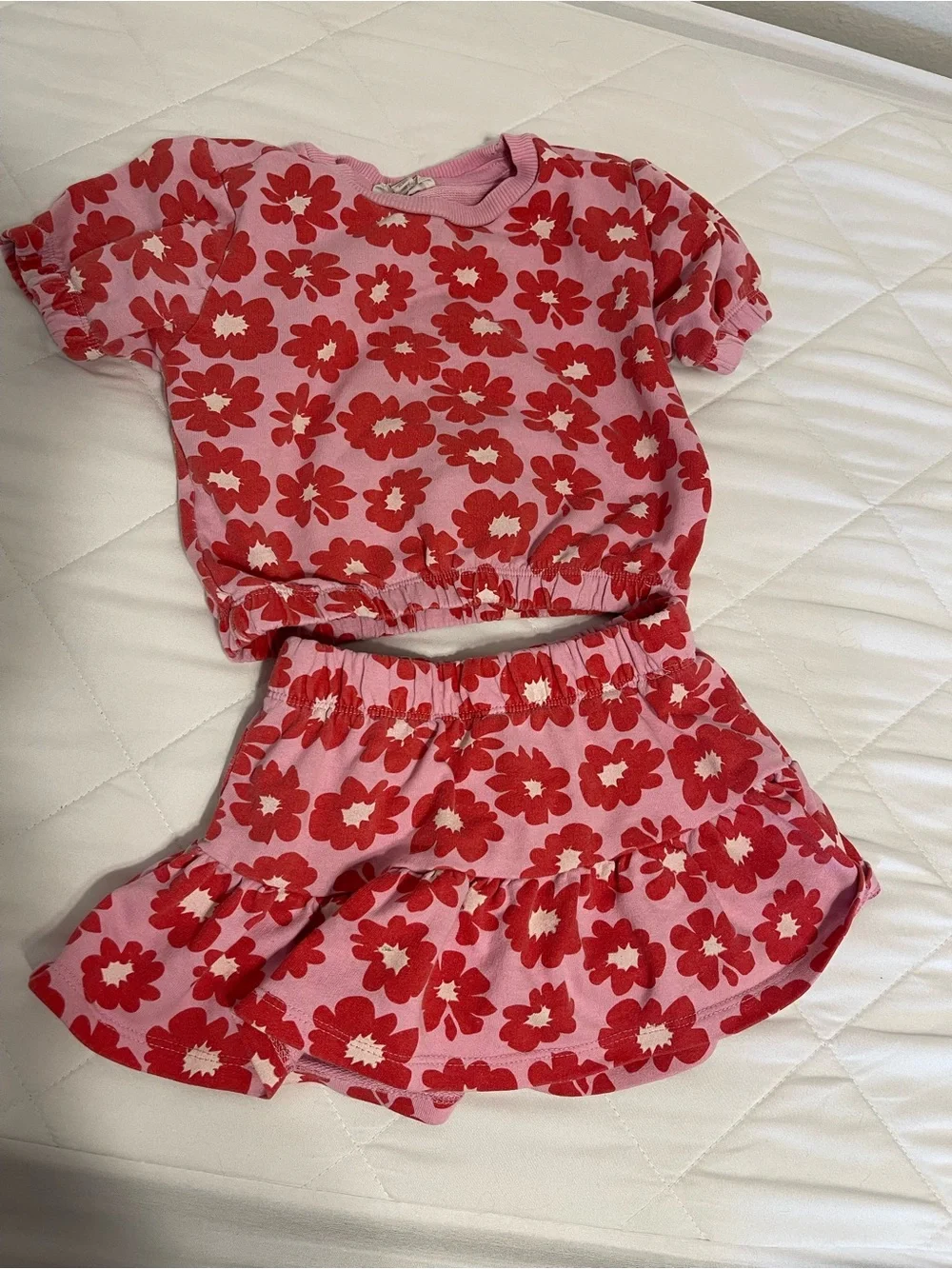 Jessica Simpson Pink and Red Floral Kids Pajama Set
